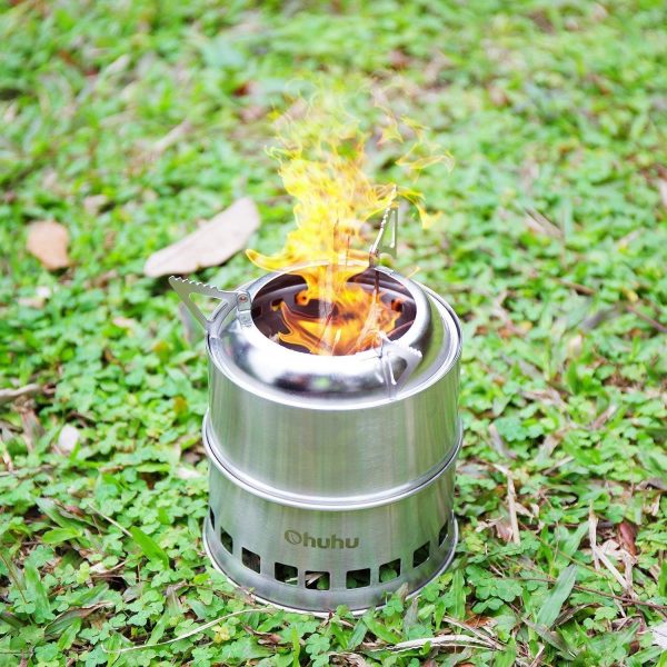 Camping Stove, Ohuhu Camp Stove Wood Burning Stove Stainless Steel Stoves Mini Portable Stove for Camping Picnic BBQ Backpacking Hiking Survival Emergency Cooking Outdoor with Grill Grid Carry Bag - Image 9