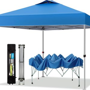 PHI VILLA Outdoor Pop up Canopy 10’x10′ Tent Camping Sun Shelter-Series Party Tent, 100 Sq. Ft of Shade (Blue)