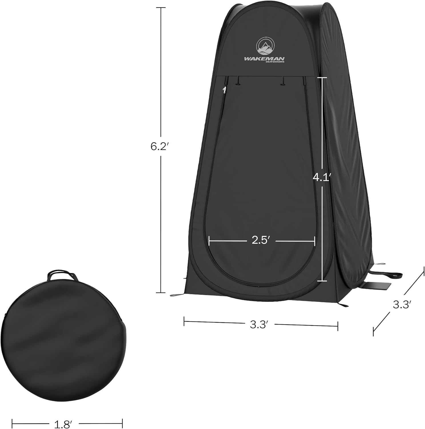 Pop Up Pod – Privacy Shower Tent, Dressing Room, or Portable Toilet Stall with Carry Bag for Camping, Beach, or Tailgate by Wakeman Outdoors