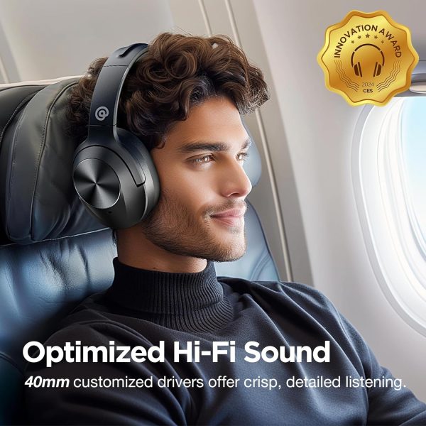Noise Cancelling Headphones with HD Sound, Wireless Bluetooth Headphones Over The Ear Unequaled Comfort, Vivid Deep Bass, for Home Office Travel Birthday Gift, Black - Image 4